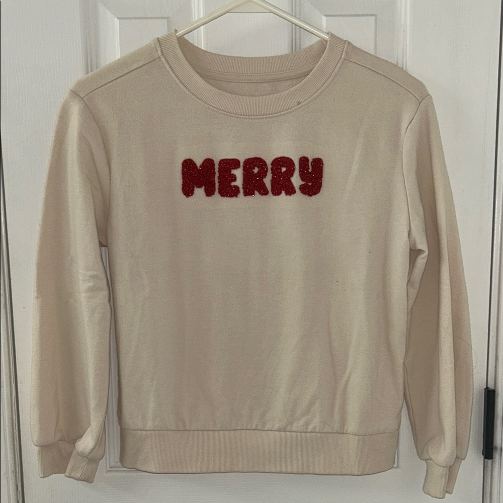 Cat & Jack Cream & Red ‘Merry’ Sweatshirt
